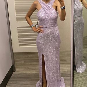 Xscape sequin formal dress lilac